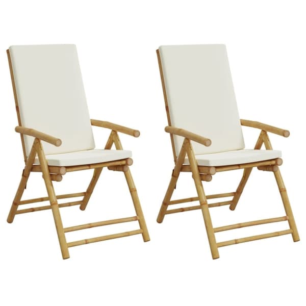 vidaXL positionsstole 2 stk. med hynder foldbar bambus