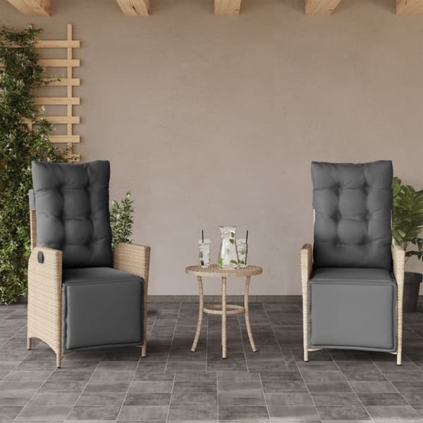 vidaXL havestole 2 stk. lænefunktion og fodstøtte polyrattan beige