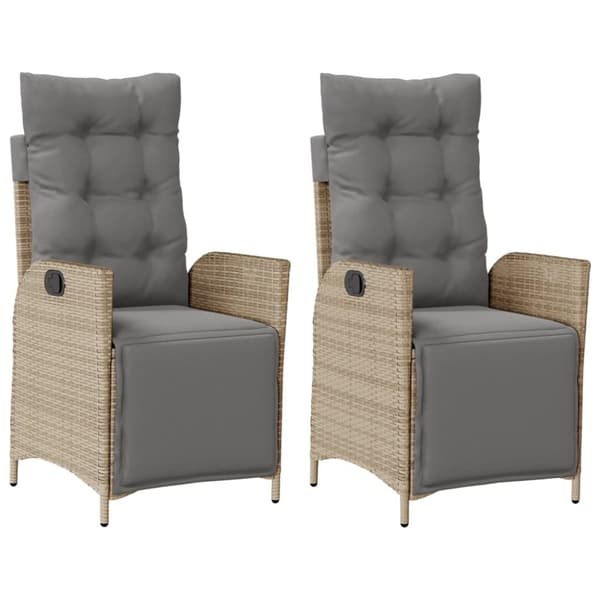 vidaXL havestole 2 stk. lænefunktion og fodstøtte polyrattan beige