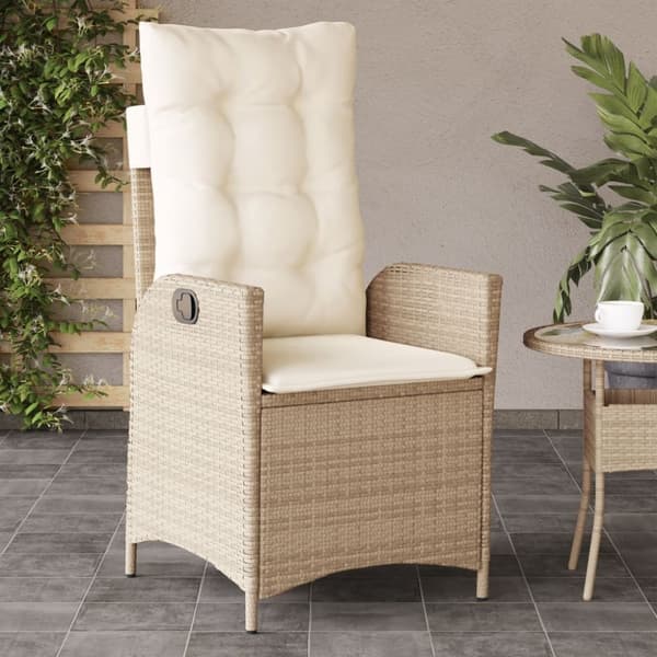 vidaXL havestole 2 stk. med lænefunktion og hynder polyrattan beige