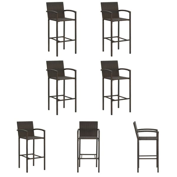 The Living Store barstole 4 stk. polyrattan brun - Havestole