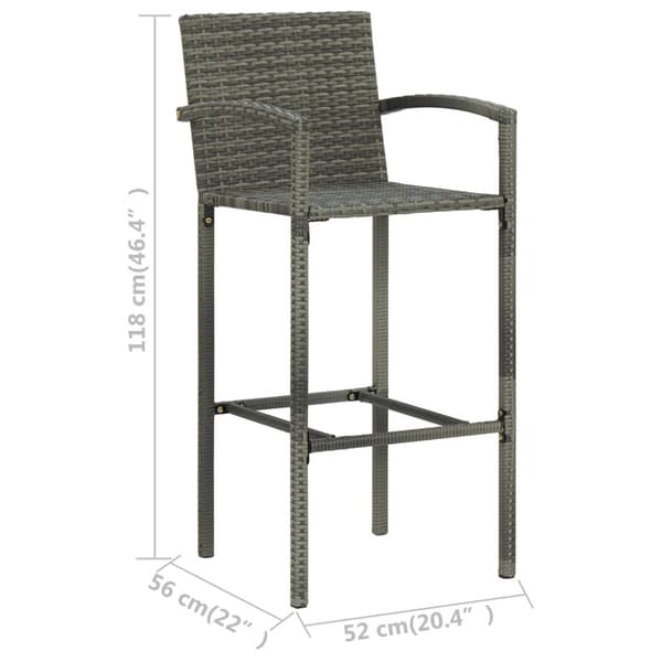 The Living Store barstole 4 stk. polyrattan grå -  Havestole