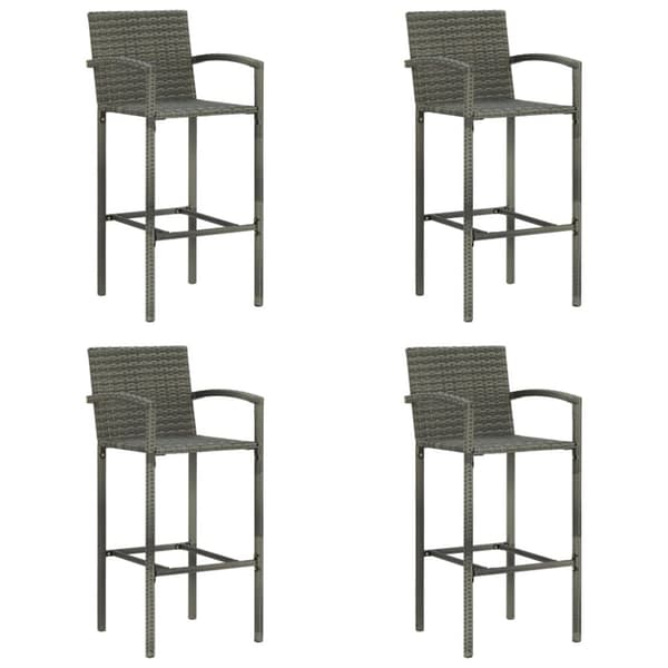 The Living Store barstole 4 stk. polyrattan grå -  Havestole