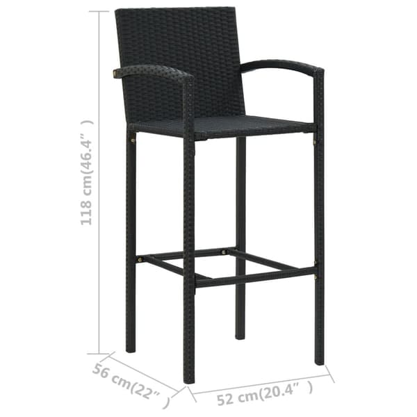 The Living Store Barstolar 4 st svart konstrotting - Utestolar