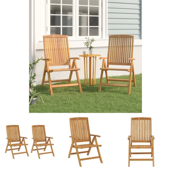 The Living Store Justerbara trädgårdsstolar 2 st massiv teak - Utestolar