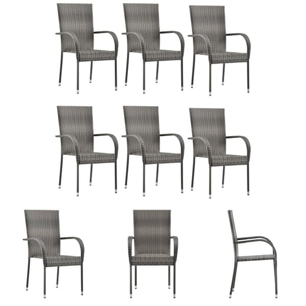 The Living Store havestole 6 stk. stabelbare polyrattan grå -  Havestole