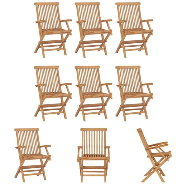 The Living Store Hopfällbara trädgårdsstolar 6 st massiv teak -  Utestolar