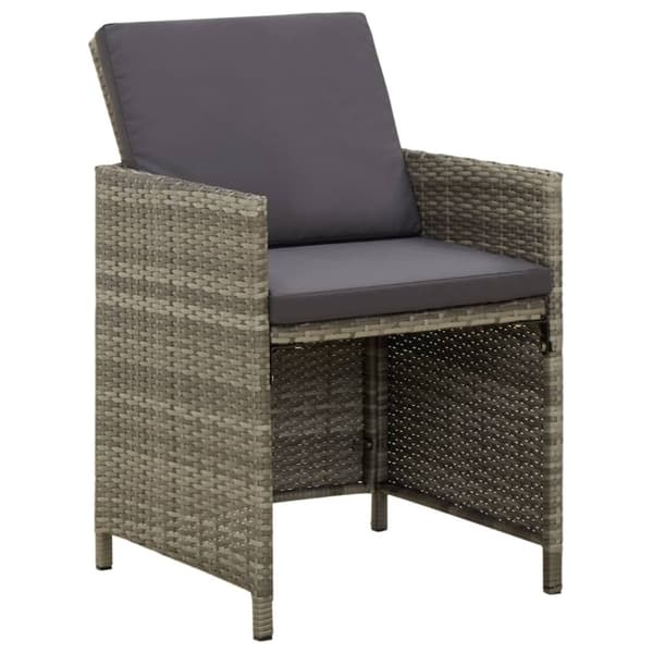 The Living Store havestole med hynder 4 stk. polyrattan grå - Havestole