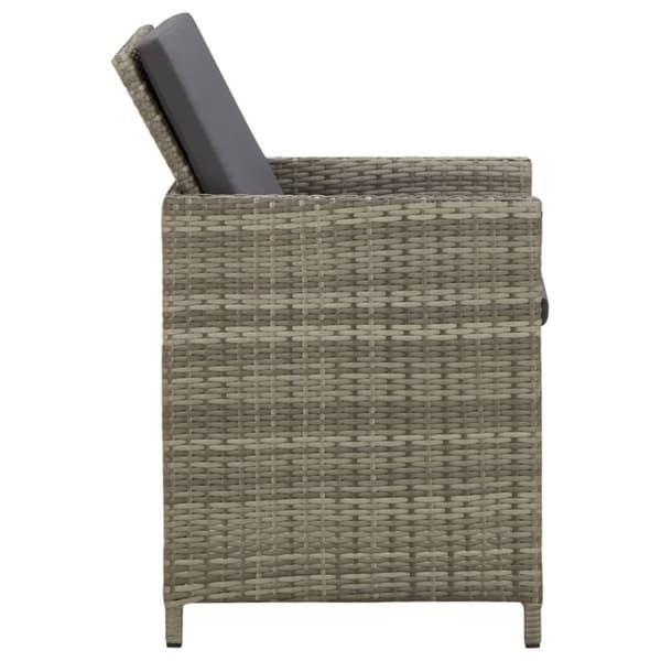 The Living Store havestole med hynder 4 stk. polyrattan grå - Havestole