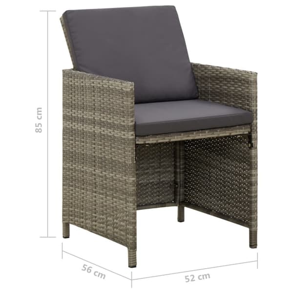 The Living Store havestole med hynder 4 stk. polyrattan grå - Havestole