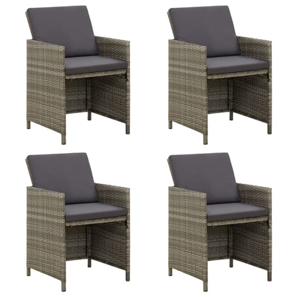 The Living Store havestole med hynder 4 stk. polyrattan grå - Havestole