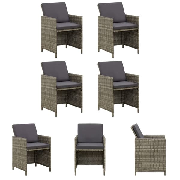 The Living Store havestole med hynder 4 stk. polyrattan grå - Havestole