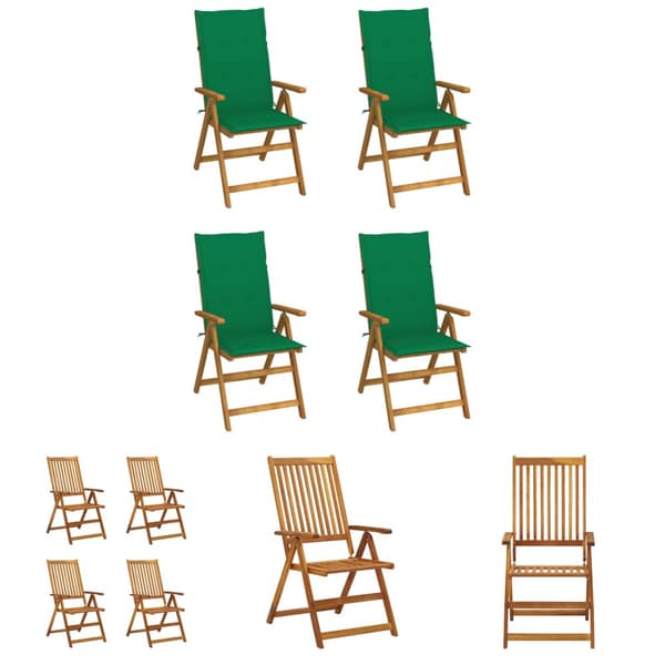 The Living Store lænestole til haven 4 stk. med hynder massivt akacietræ -  Havestole