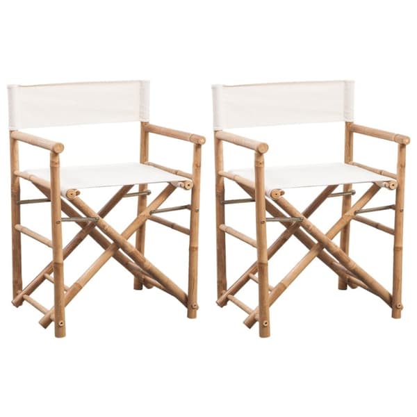 The Living Store foldbare instruktørstole 2 stk. bambus og lærred -  Havestole