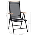 Miniatyrbillede 10 af 10: The Living Store foldbare havestole 2 stk. aluminium og textilene sort -  Havestole