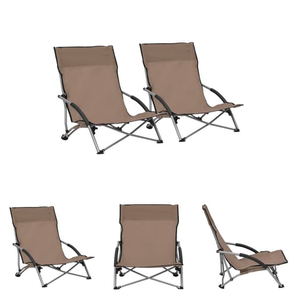The Living Store Hopfällbara strandstolar 2 st taupe tyg -  Utestolar