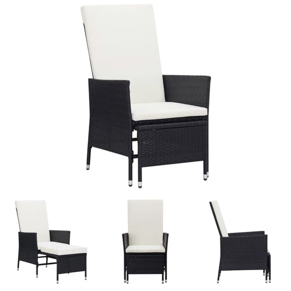 The Living Store lænestol til haven med hynder polyrattan sort -  Havestole