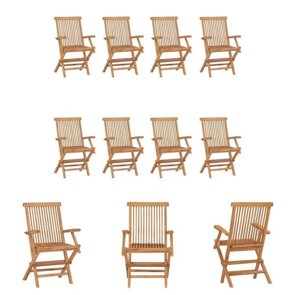 The Living Store Hopfällbara trädgårdsstolar 8 st massiv teak - Utestolar