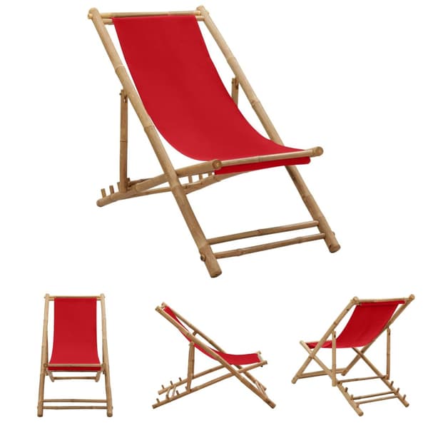 The Living Store strandstol bambus og lærred rød -  Havestole