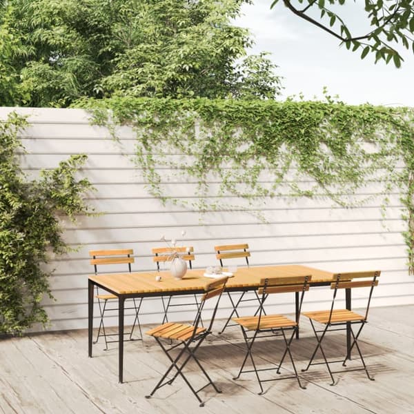The Living Store Hopfällbara trädgårdsstolar 6 st stål och massivt akaciaträ - Utestolar