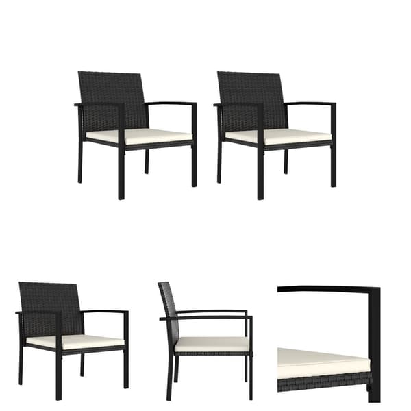 The Living Store spisebordsstole til haven 2 stk. polyrattan sort -  Havestole
