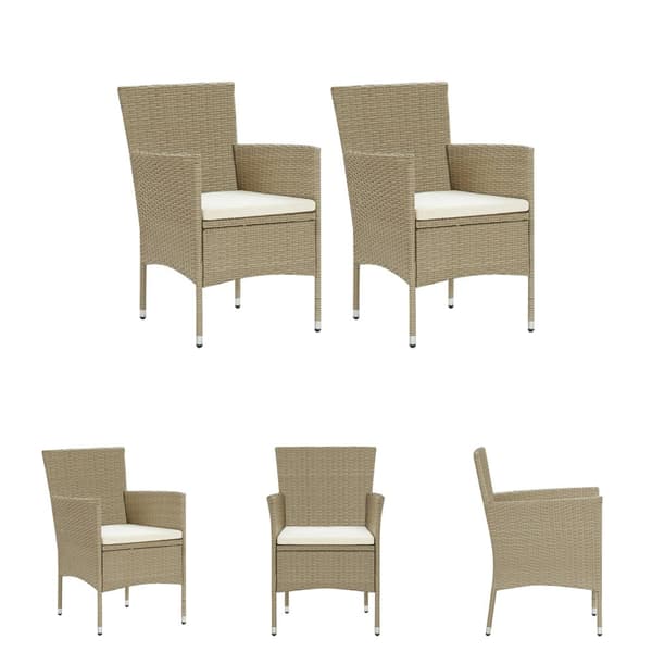The Living Store spisebordsstole til haven 2 stk. polyrattan beige -  Havestole