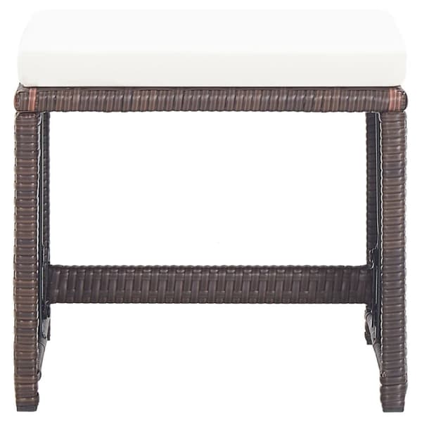 The Living Store havetaburetter 4 stk. med hynder polyrattan brun - Havestole