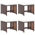 Miniatyrbillede 2 af 7: The Living Store havetaburetter 4 stk. med hynder polyrattan brun -  Havestole