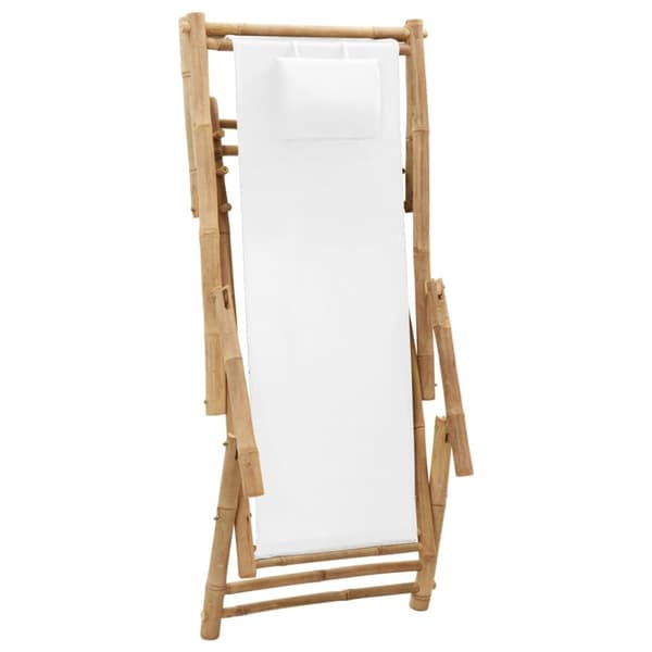 The Living Store strandstol bambus og kanvas cremehvid -  Havestole