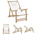 Miniatyrbillede 1 af 9: The Living Store strandstol bambus og kanvas cremehvid -  Havestole