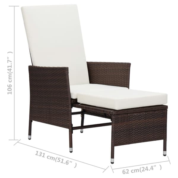 The Living Store lænestol til haven med hynder polyrattan brun -  Havestole