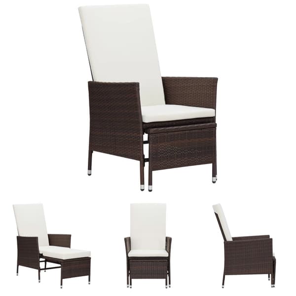 The Living Store lænestol til haven med hynder polyrattan brun -  Havestole