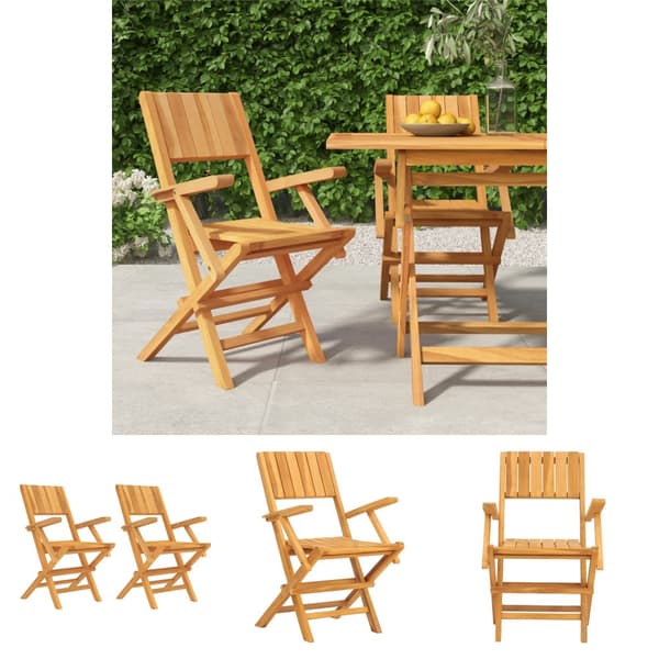 The Living Store Hopfällbara trädgårdsstolar 2 st 55x61x90 cm massiv teak -  Utestolar