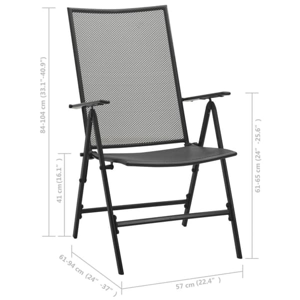 The Living Store foldbare havestole 4 stk. trådnet stål antracitgrå -  Havestole
