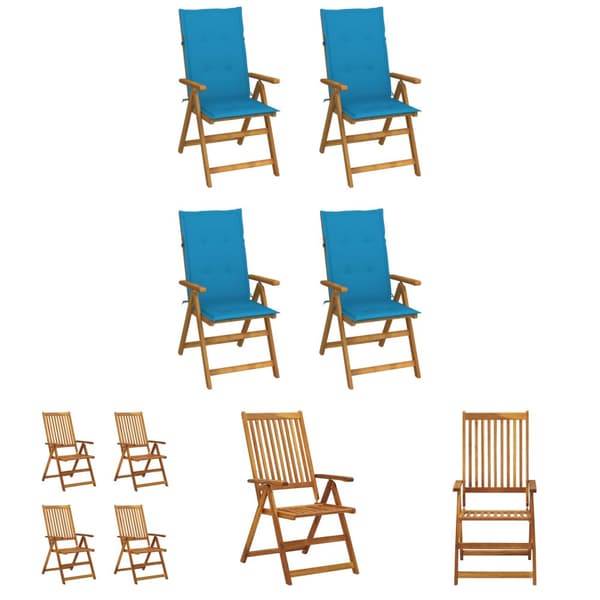 The Living Store lænestole til haven 4 stk. med hynder massivt akacietræ - Havestole