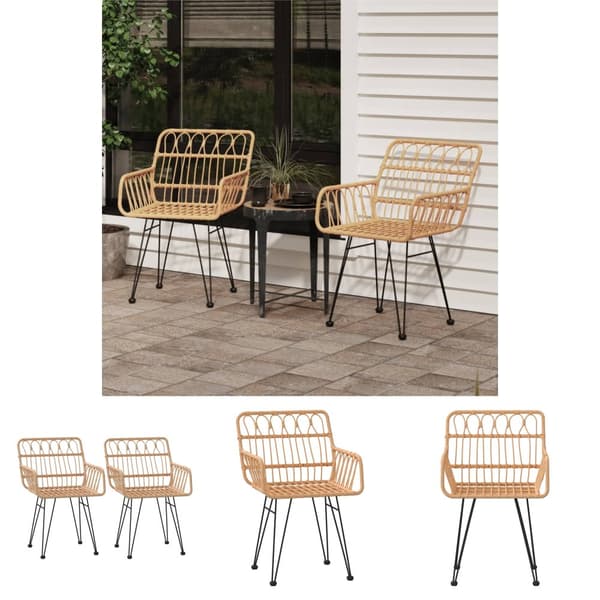 The Living Store havestole 2 stk. med armlæn 56x64x80 cm polyrattan -  Havestole