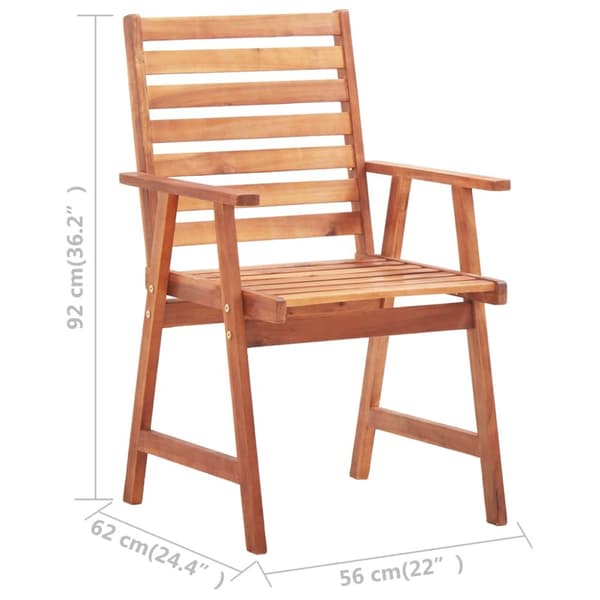 The Living Store udendørs spisebordsstole 2 stk. massivt akacietræ - Havestole