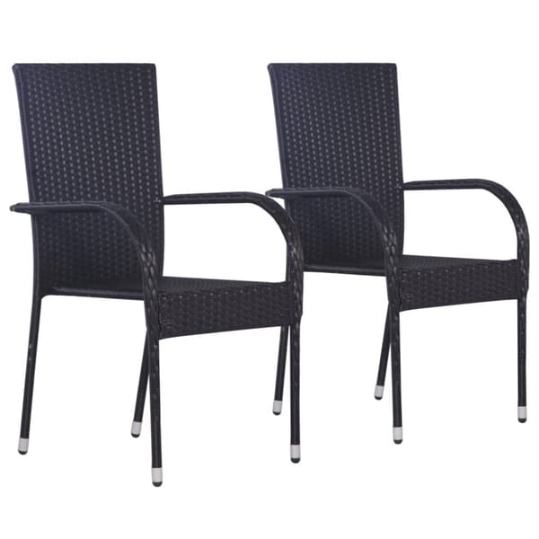 The Living Store stabelbare havestole 2 stk. polyrattan sort -  Havestole