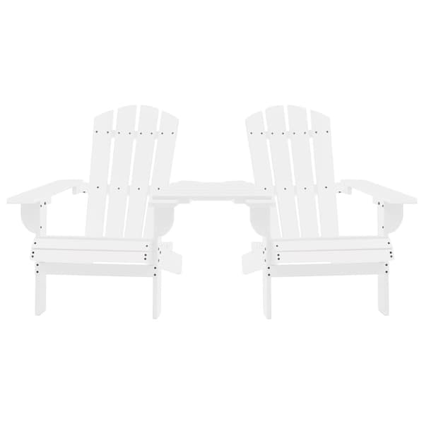 The Living Store Adirondackstolar med bord massivt granträ vit -  Utestolar