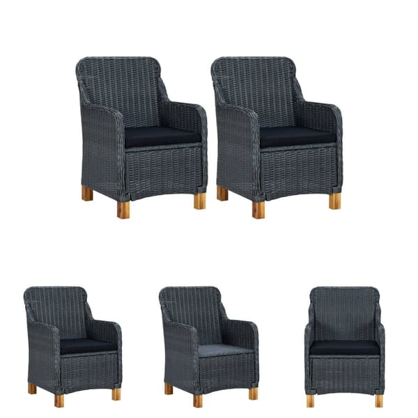The Living Store havestole med hynder 2 stk. polyrattan mørkegrå -  Havestole