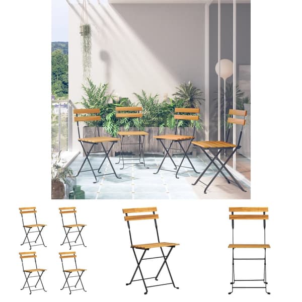 The Living Store Hopfällbara caféstolar 4 st massivt akaciaträ -  Utestolar