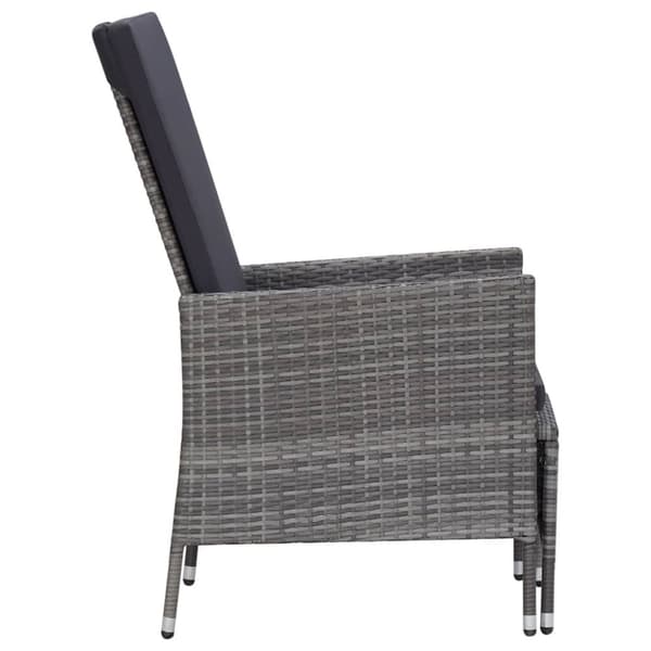 The Living Store lænestol til haven med hynder polyrattan grå -  Havestole