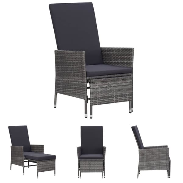 The Living Store lænestol til haven med hynder polyrattan grå -  Havestole