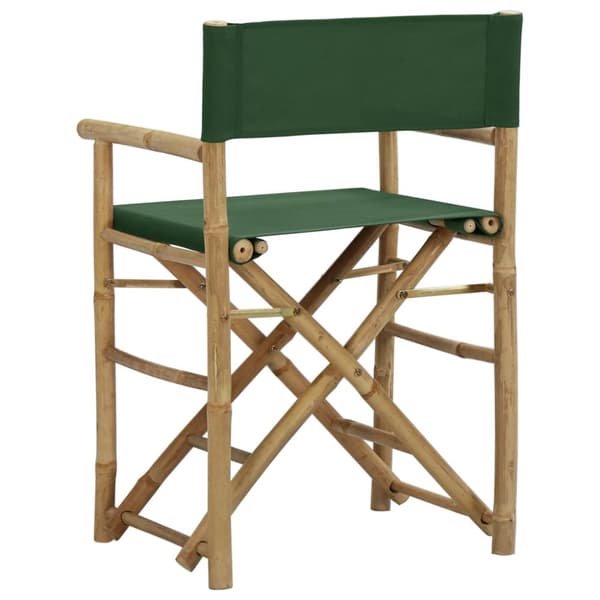 The Living Store foldbare instruktørstole 2 stk. bambus og stof grøn - Havestole