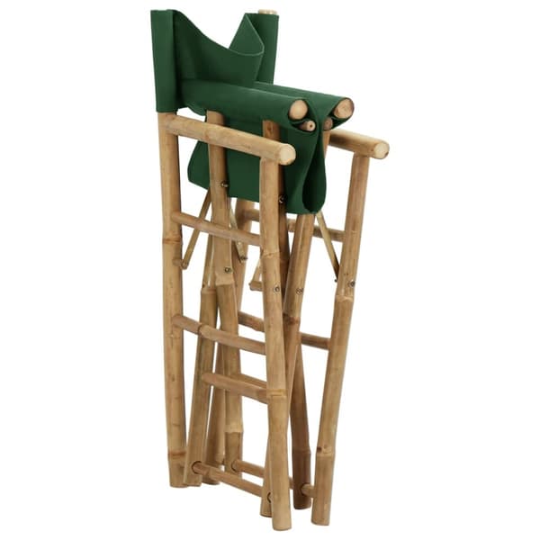 The Living Store foldbare instruktørstole 2 stk. bambus og stof grøn -  Havestole