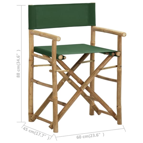 The Living Store foldbare instruktørstole 2 stk. bambus og stof grøn - Havestole