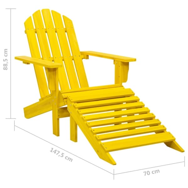 The Living Store Adirondackstol med fotpall massivt granträ gul - Utestolar