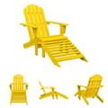Miniatyrbild 1 av 9: The Living Store Adirondackstol med fotpall massivt granträ gul -  Utestolar