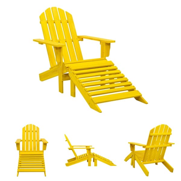 The Living Store Adirondackstol med fotpall massivt granträ gul -  Utestolar
