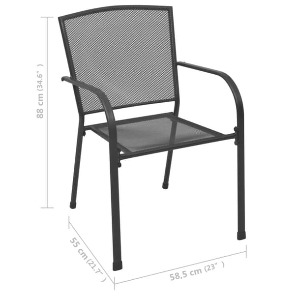The Living Store Trädgårdsstolar 4 st nätdesign antracit stål - Utestolar